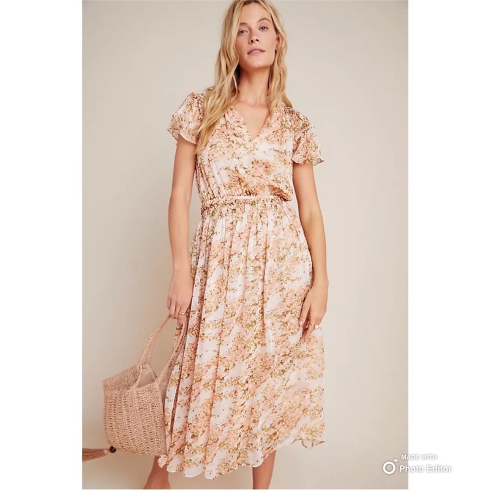 Floral Print Midi Dress Current Air Los Angelos, Anthropologie